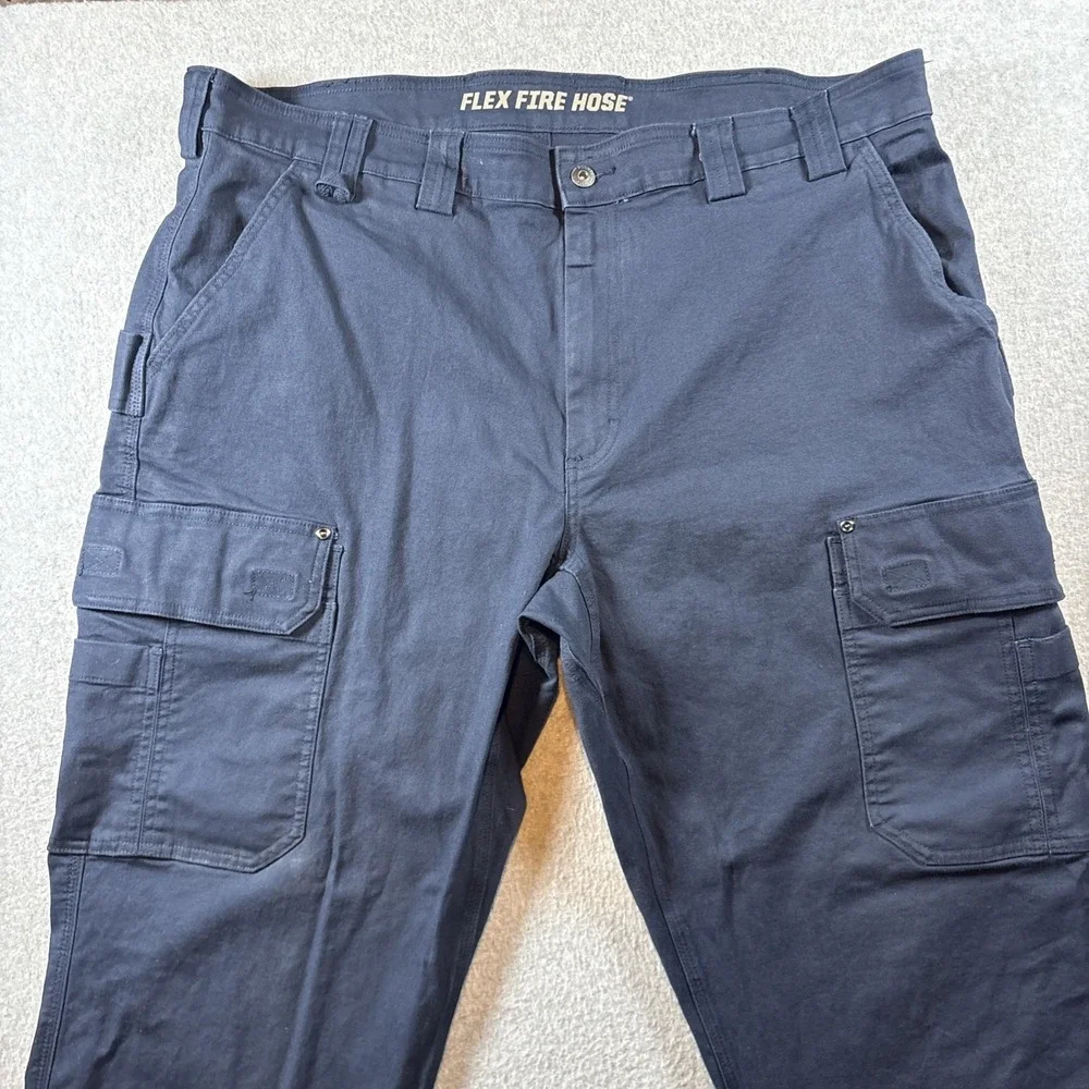 Duluth Trading Fire Flex Hose Navy Blue Cargo Men's 42x30 Canvas Pants Work